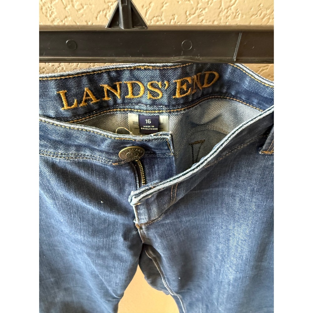 Lands End Womens Size 16 Jeans Medium Wash Denim Mid Rise Blue Pants